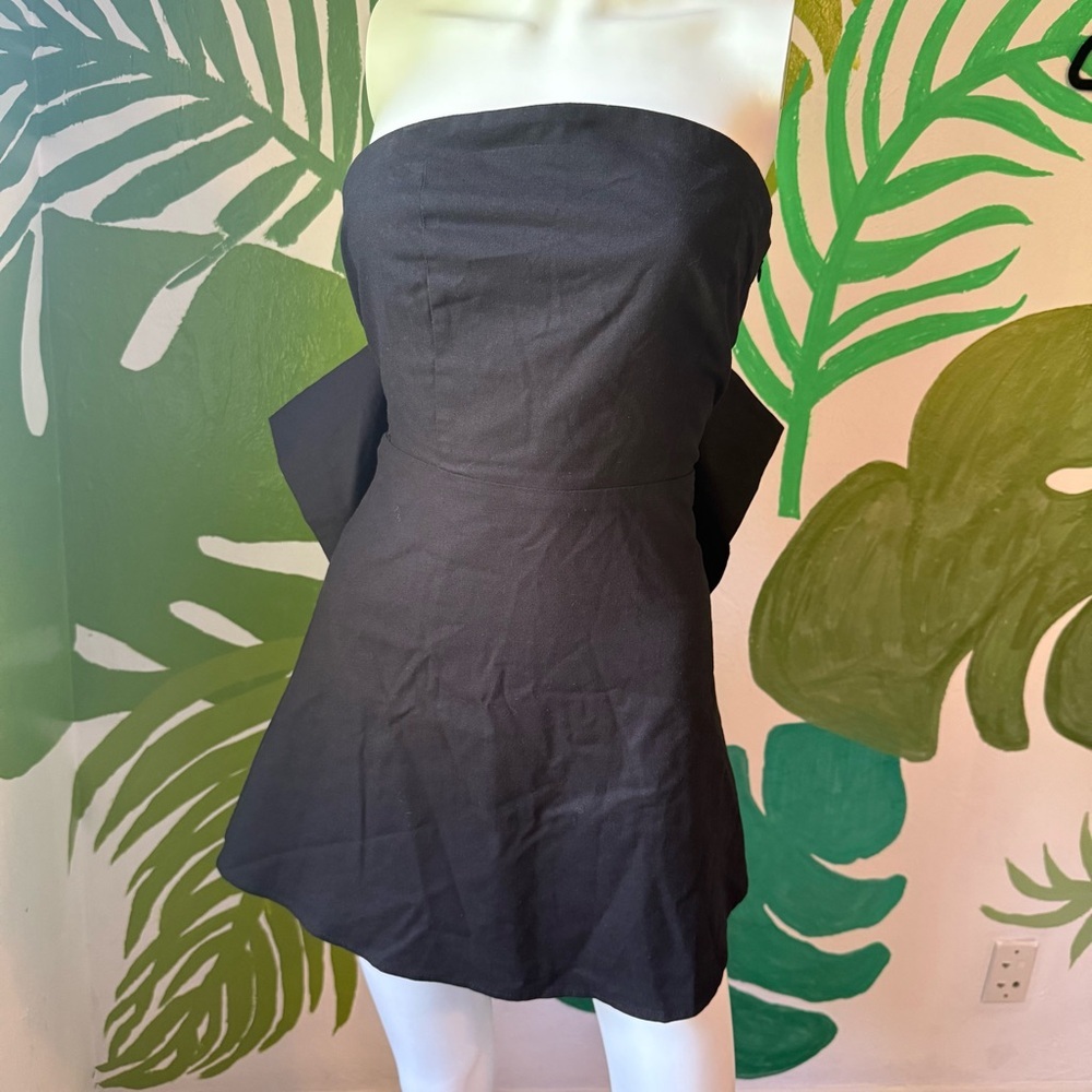 Altar'd State Strapless Black Bow Mini Dress
